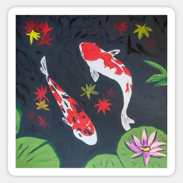 Koi Fish Pond Sticker by Spiritjay